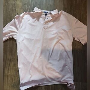 Men's Light Pink Striped Polo Shirt - Short Sleeve Knit